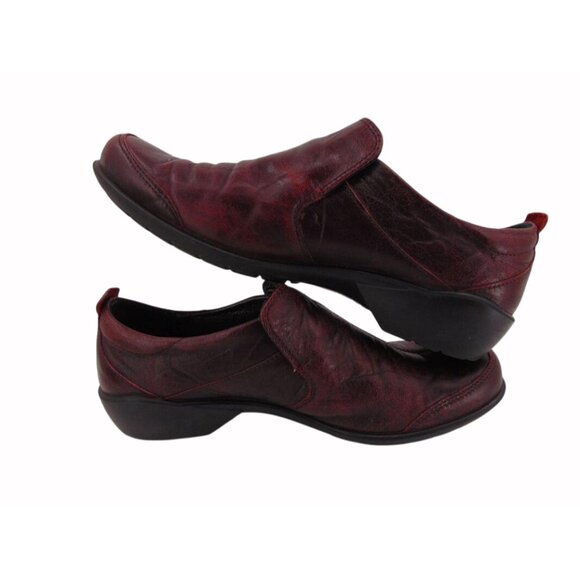 Romika Dark Red Two Hook Shoes US 8 EUR 39 Round Toe Elastic Loop Leather - Picture 9 of 16